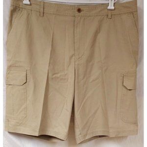 Izod Saltwater Mens 42 Light Beige Khaki Hike Fish Cargo Shorts 11.5" Inseam